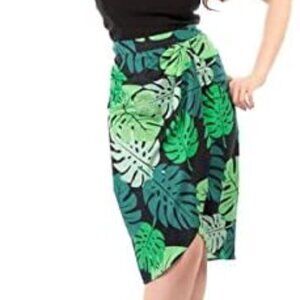 X-Small NWT Collectif Retro Tropical Tiki Holiday Monstera Pencil Skirt